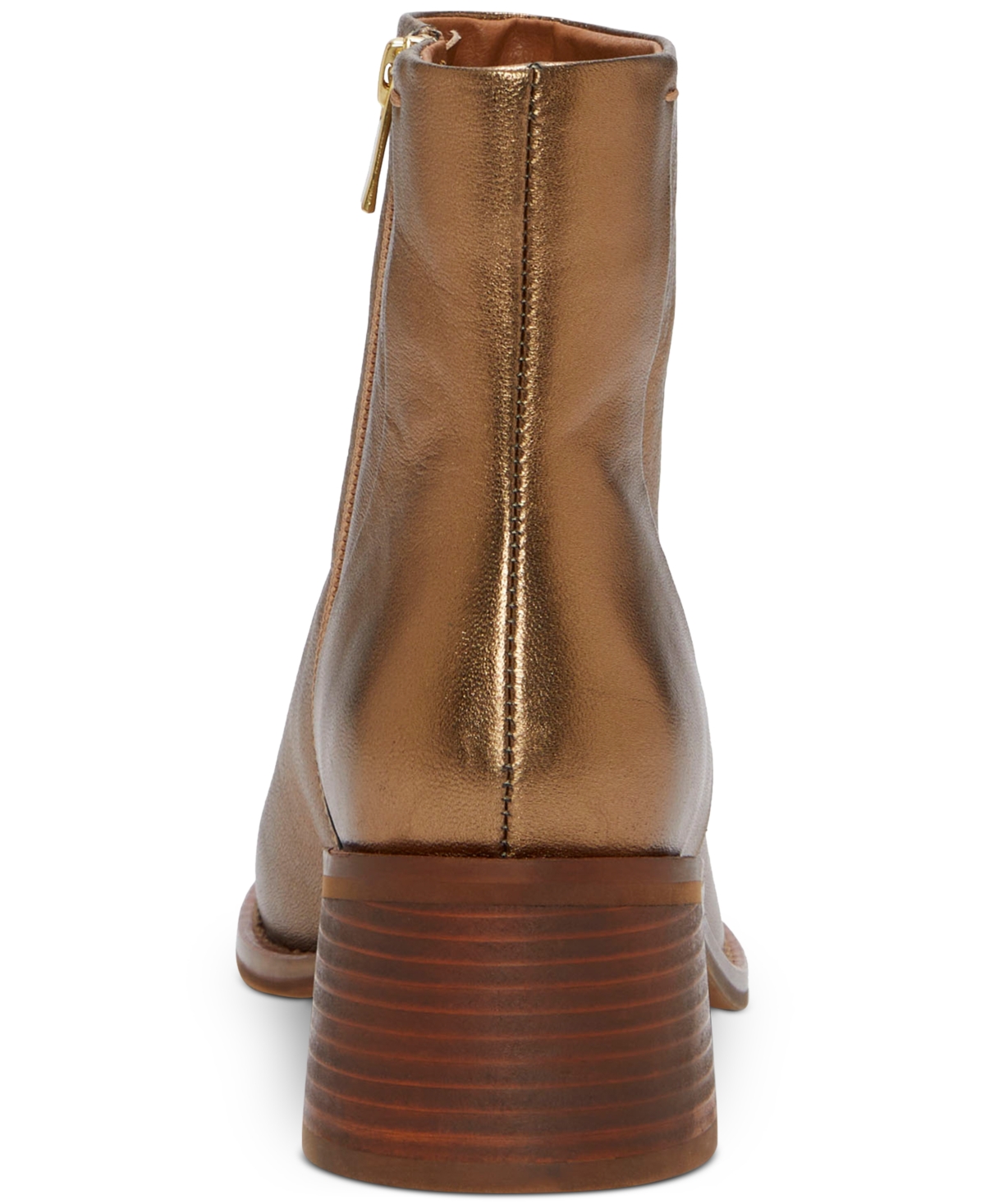 Shop Lucky Brand Women's Caddier Block-heel Dress Booties In Bronze Metallic Leather