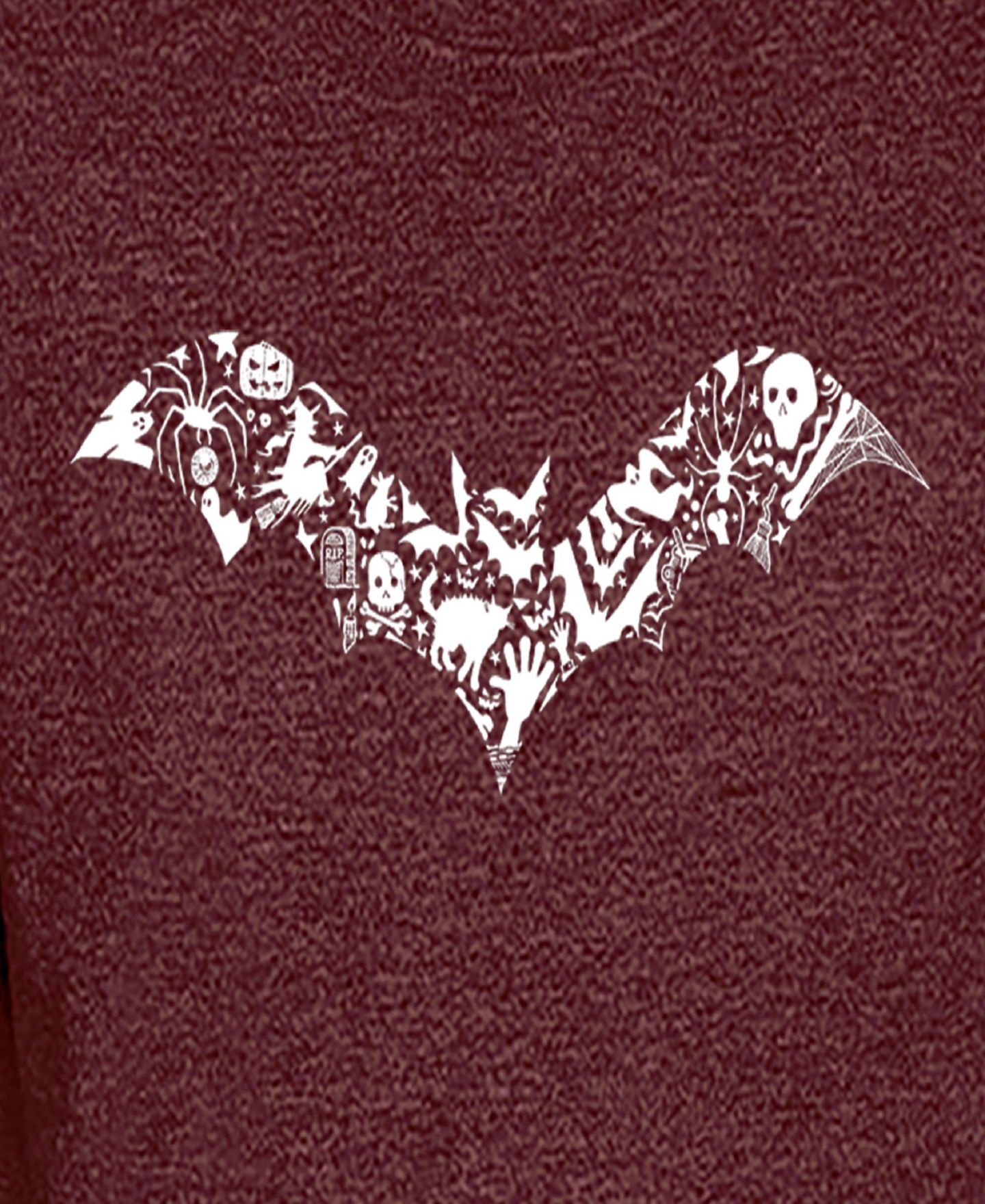 Мужская футболка LA Pop Art Cotton/Poly Blend Word Art - Halloween Bat, цвет: Бордовый — фото 3