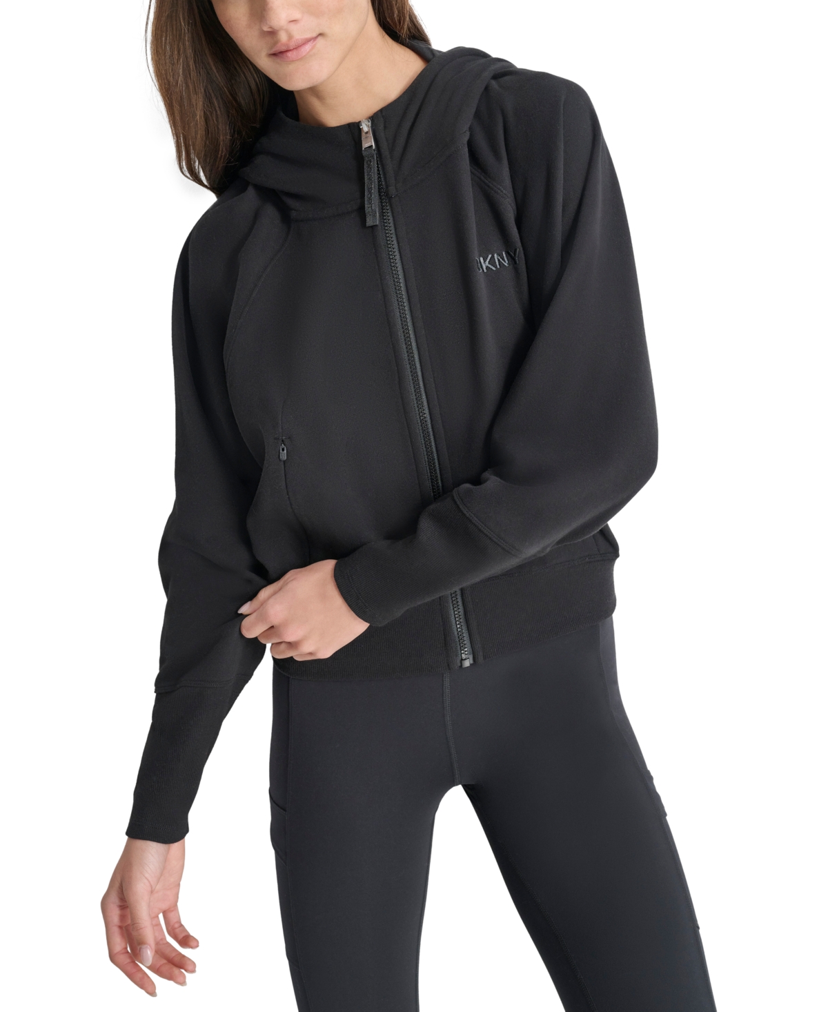 Dkny Women's Performance Zip-Front Logo Hoodie