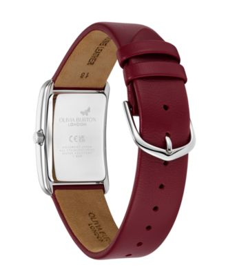 Olivia Burton Women's Cranberry Leather Strap Watch 23mm