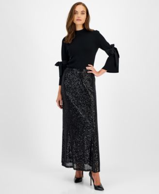 Macy's black sequin skirt sales