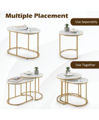 Modern Nesting Coffee Table Set of 2-White