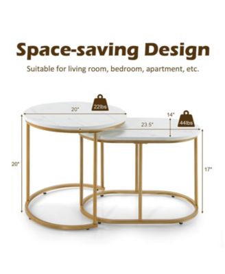 Modern Nesting Coffee Table Set of 2-White