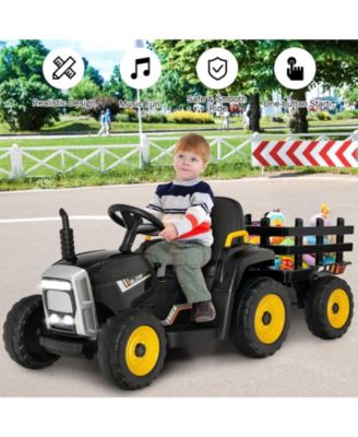 12V Ride on Tractor with 3-Gear-Shift Ground Loader for Kids 3+ Years Old
