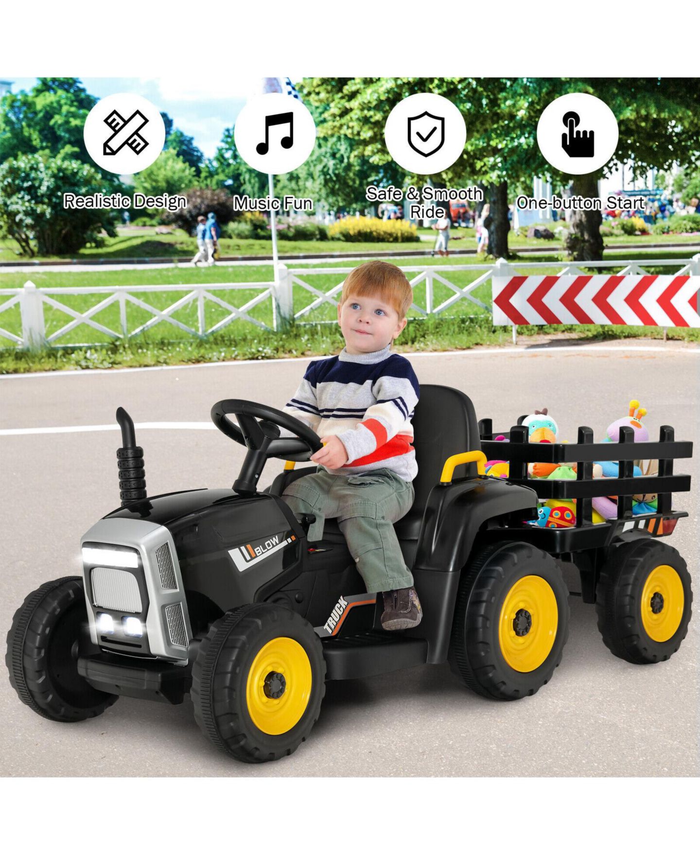 Детская игрушка SUGIFT 12V Ride on Tractor with 3-Gear-Shift, Remote-Control, Ages 3-7 Years, цвет: Чёрный — фото 6