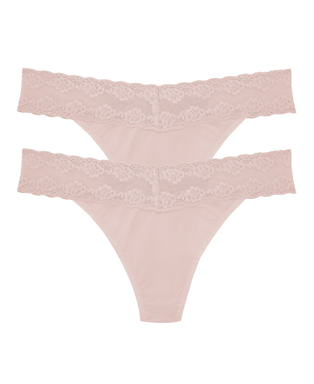 Natori Women's Bliss Perfection Lace Trim One Thong 2-Pack