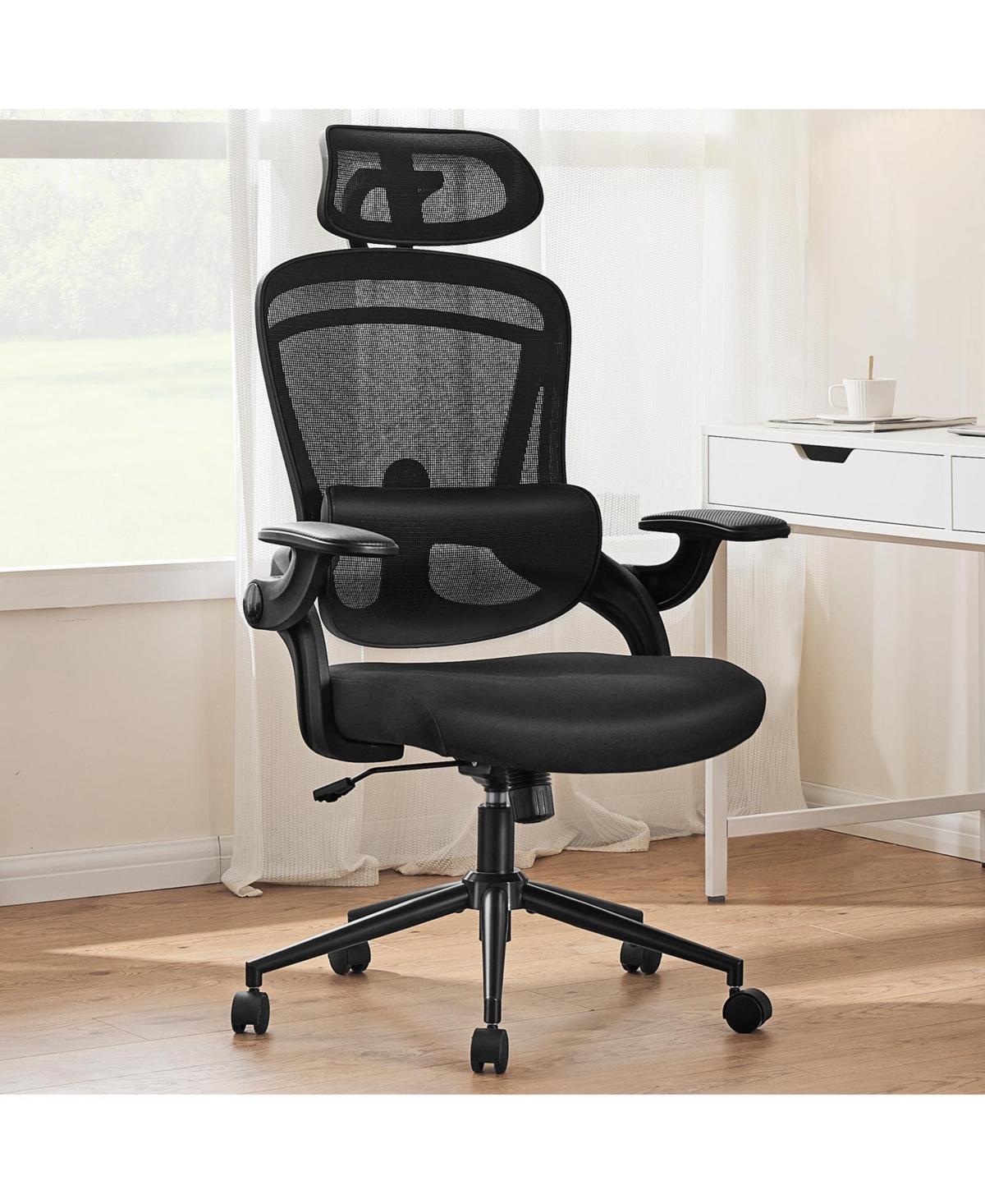 Streamdale Furniture Adjustable Mesh Office Chair with Lumbar Support & Headrest