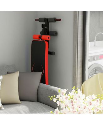 Folding Weight Bench Adjustable Sit-up Board Workout Slant Bench-Red