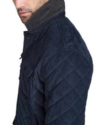 Men's Collared Quilted Button-Front Jacket 