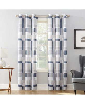 Valerie Blockade Geometric Blocks Semi-Sheer Grommet Curtain Panel