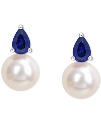 Cultured Freshwater Pearl (8-1/2mm) and Birthstone Stud Earrings in 18k Gold-Plated Sterling Silver, 18k Rose Gold-Plated Sterling Silver or Sterling Silver
