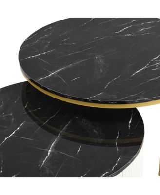 Streamdale Round Fluted Nesting Coffee Table with Drawer