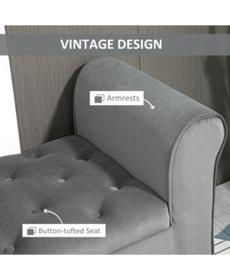Tufted Storage Bench with Rolled Arms