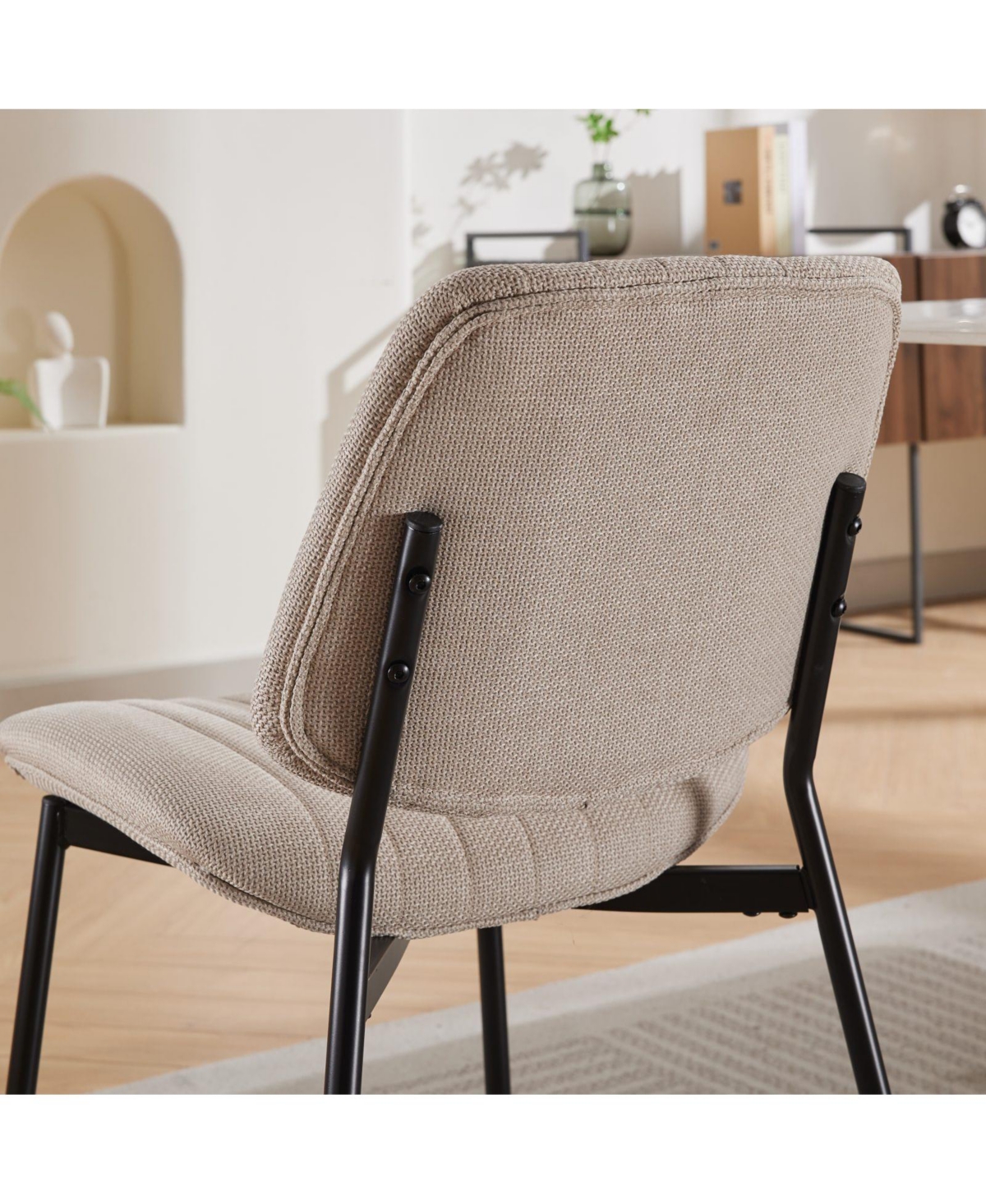 Streamdale Modern Retro Linen Dining Chairs Set of 2