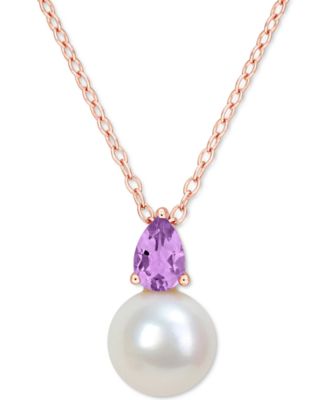 Cultured Freshwater Pearl (8-1/2mm) Birthstone 18" Pendant Necklace  in 18k Gold-plated Sterling Silver,18k Rose Gold-plated Sterling Silver or Sterling Silver