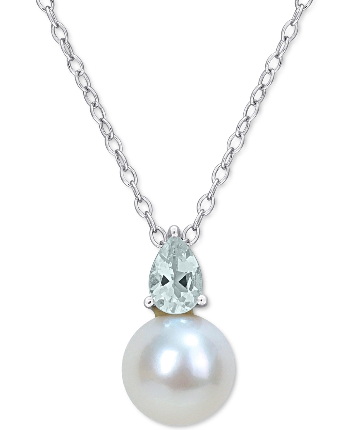 Cultured Freshwater Pearl (8-1/2mm) Birthstone 18" Pendant Necklace in 18k Gold-plated Sterling Silver,18k Rose Gold-plated Sterling Silver or Sterlin