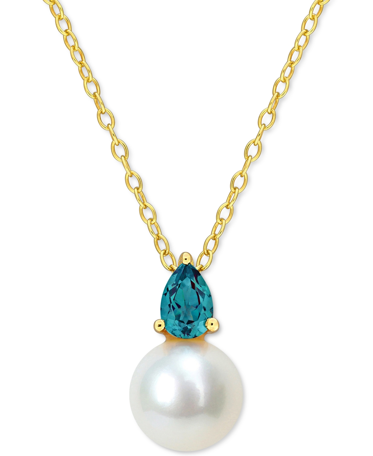 Cultured Freshwater Pearl (8-1/2mm) Birthstone 18" Pendant Necklace in 18k Gold-plated Sterling Silver,18k Rose Gold-plated Sterling Silver or Sterlin