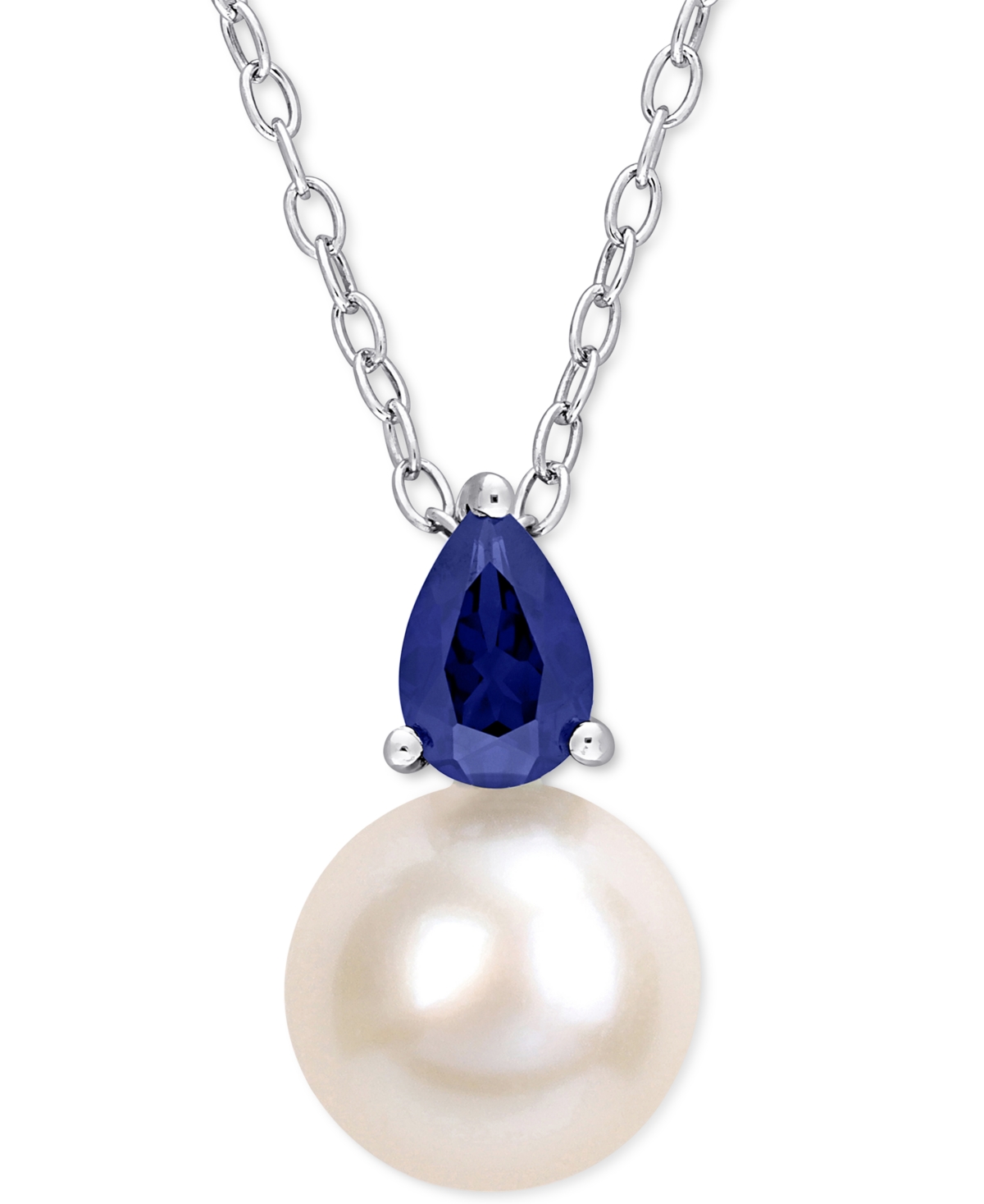Cultured Freshwater Pearl (8-1/2mm) Birthstone 18" Pendant Necklace in 18k Gold-plated Sterling Silver,18k Rose Gold-plated Sterling Silver or Sterlin