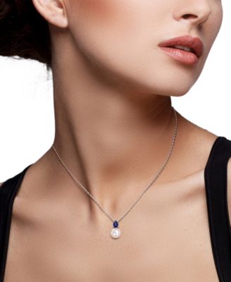 Cultured Freshwater Pearl & Birthstone 18" Pendant Necklace in 18k Gold-plated Sterling Silver, Rose Gold-plated Sterling Silver or Sterling Silver