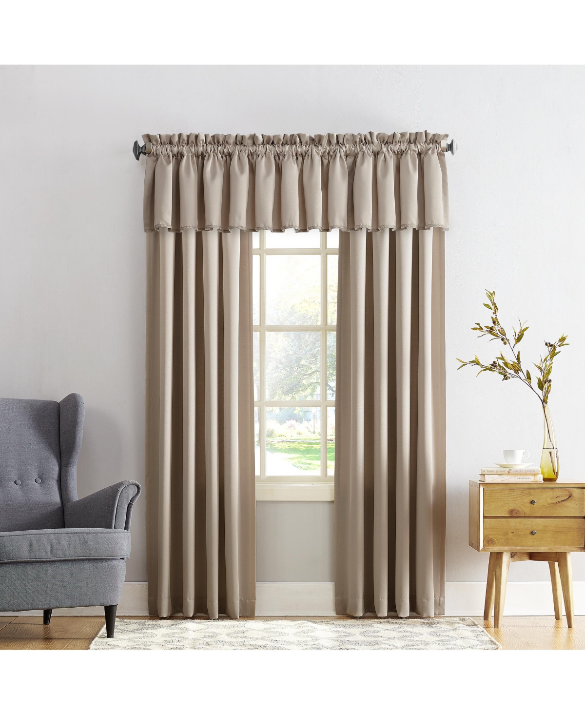 Grant Room Darkening Rod Pocket Curtain Valance