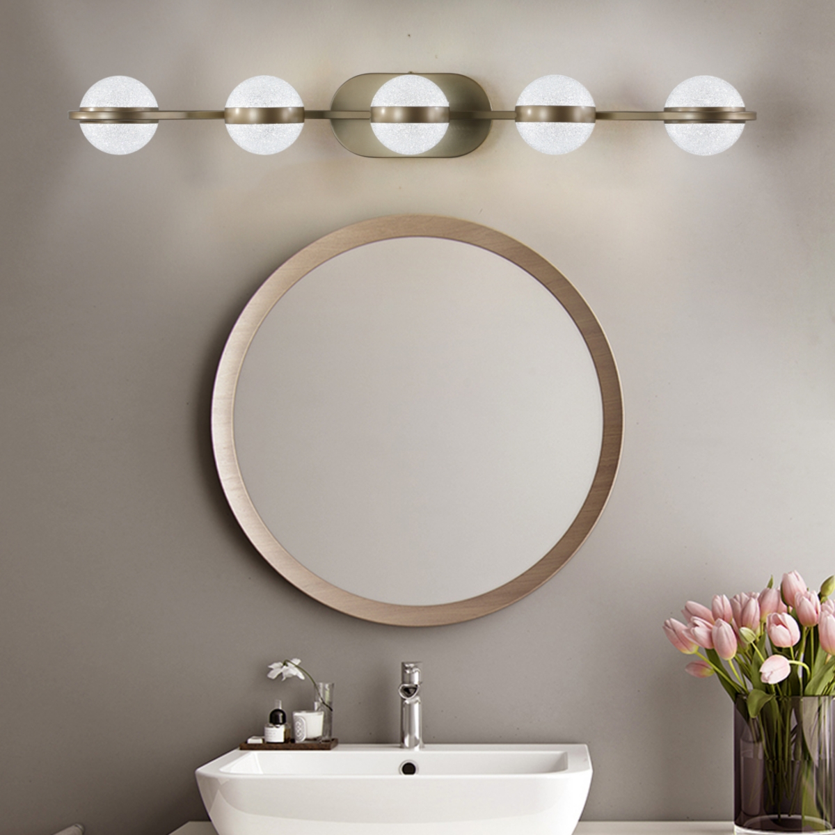Streamdale Modern Minimalist Led Vanity Light with Frosted Glass Shades