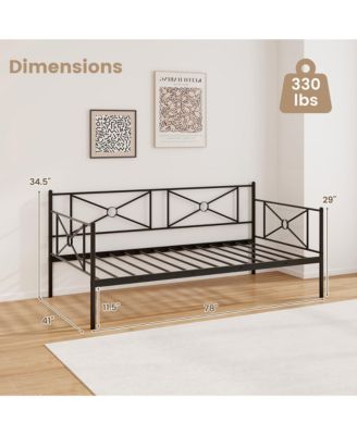 Metal Daybed Frame Twin Size Mattress Foundation w/ Metal Slat Support Black
