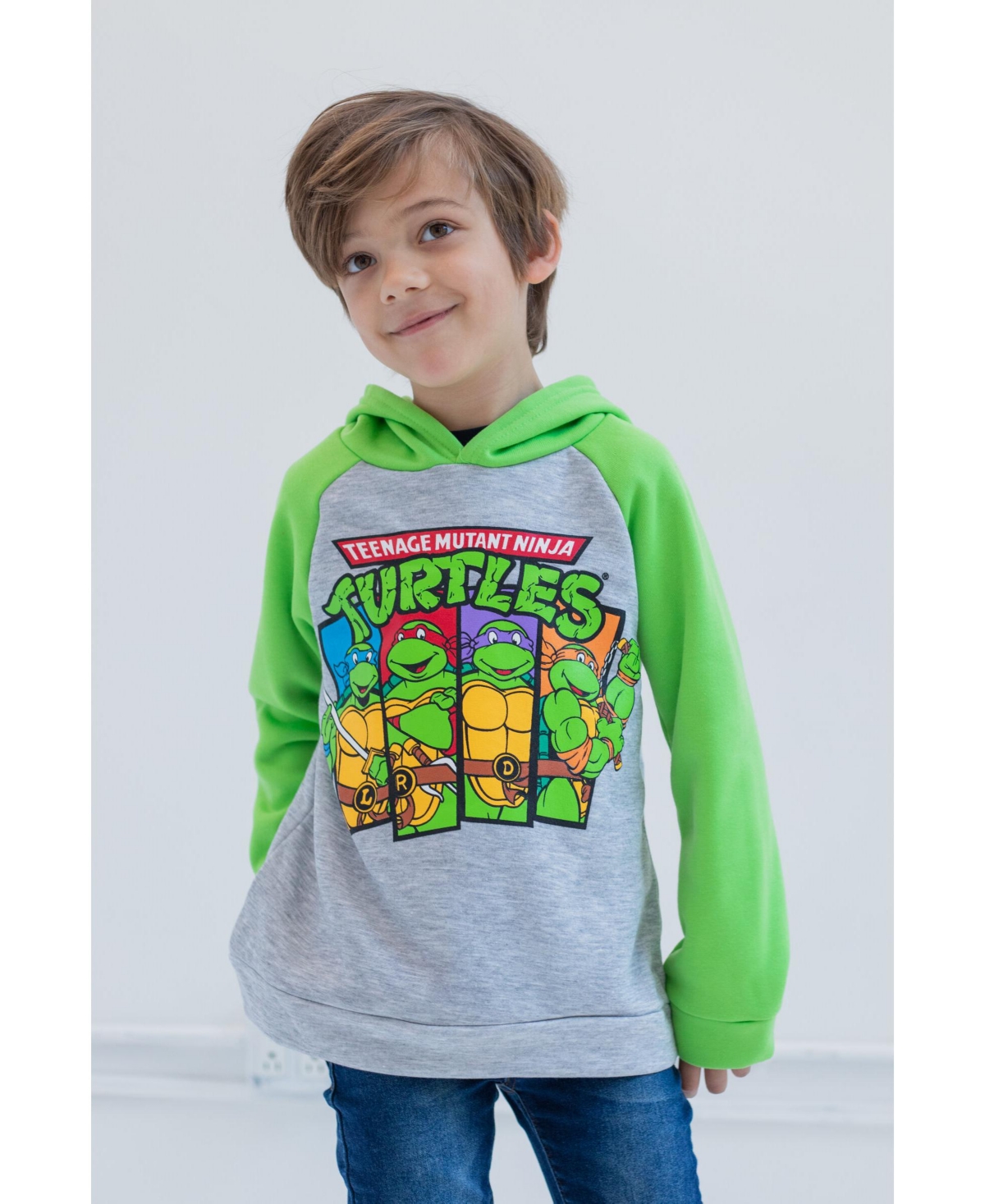Teenage Mutant Ninja Turtles Toddler Boys Fleece Pullover Hoodie to (2T - 18-20) - gray