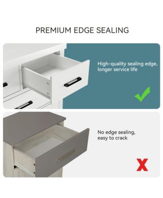 Vintage Dresser for Bedroom with 7 Drawers, Vintage Design Wood Drawer Dresser Chest of Drawers for Closet, Living Room, Hallway, Nursery, Kids Bedroom (White, 7 Drawers)_15.7 x 51.2 x 32.7 inches