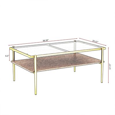 Modern Glass Coffee Table with Golden Legs