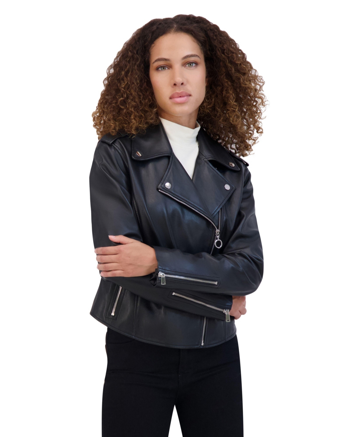 Andrew Marc Women's Bijou Asymmetrical Moto Leather Jacket
