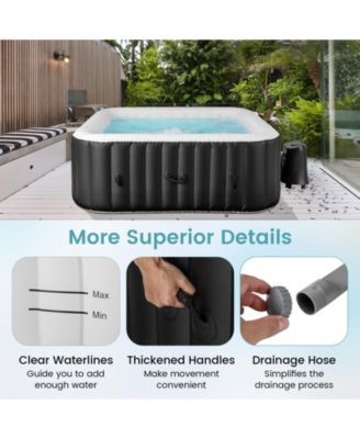 Rectangular Blowup Pool Hottub with 130 Air Jets for 4-6 Person-Black