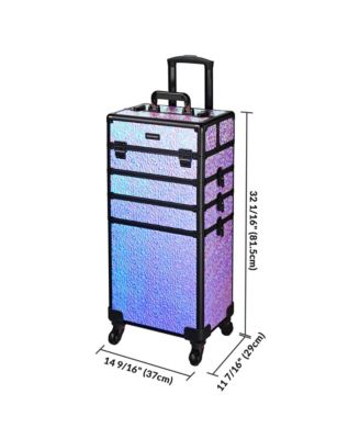 Mermaid Purple 4in1 Rolling Makeup Train Case Cosmetic Organizer Wheel