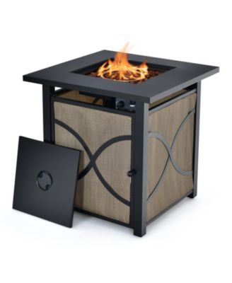 25 Inch 40000 BTU Propane Fire Pit Table with Lid and Fire Glass