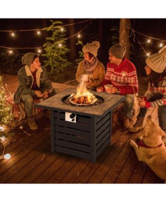 Square Propane Fire Pit Table with Lava Rocks and Rain Cover