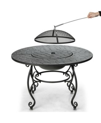 35.5 Feet Patio Fire Pit Dining Table With Cooking BBQ Grate