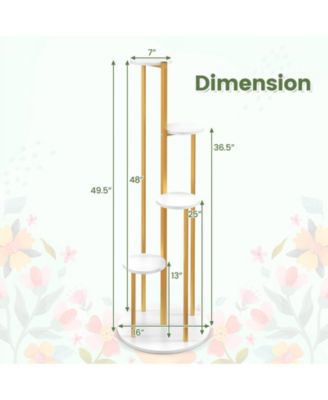 Indoor Metal Plant Stand Corner Plant Shelf for Potted Plant with Golden Metal Frame-White