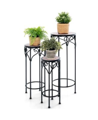 Decorative Flower Display Holder with Ceramic Top for Patio
