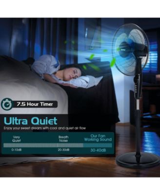 16 Inches Adjustable Height Fan with Quiet Oscillating Stand for Home and Office