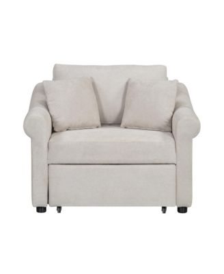 Chenille Convertible Sleep Chair, 3-in-1 Lounger to Bed