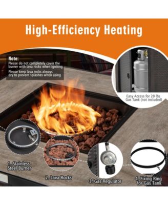 30 Inch Square Propane Gas Fire Pit Table Ceramic Tabletop