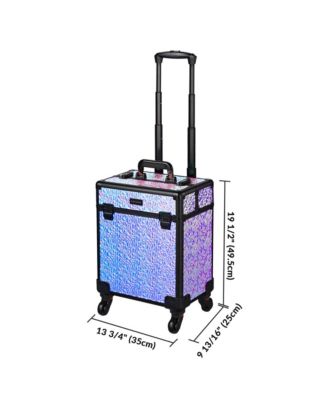 Rolling Makeup Train Case Cosmetic Trolley Organizer Mermaid Purple