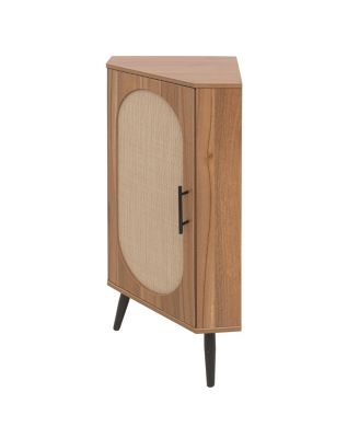 Streamdale Freestanding Corner Table with Rattan Door