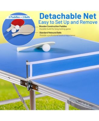 60 Inch Portable Tennis Ping Pong Folding Table with Accessories-Blue