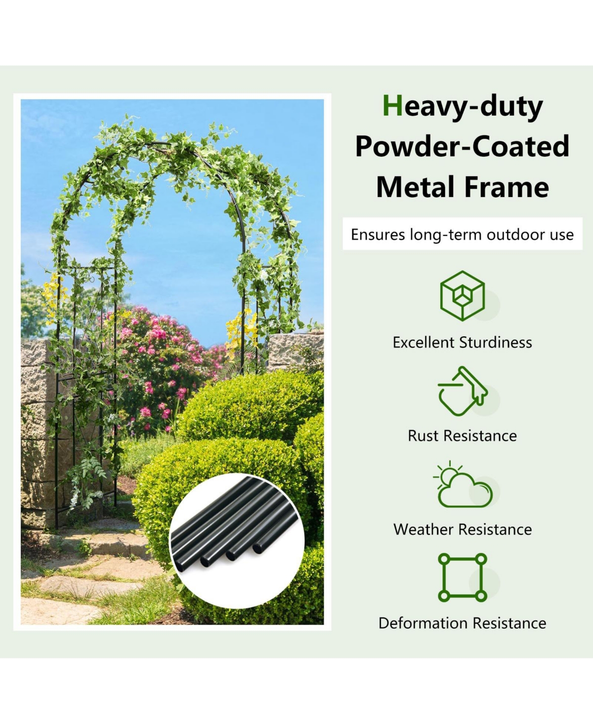 Givimo Garden Arch Arbor Trellis Patio Plant Stand Rack Archway-Black