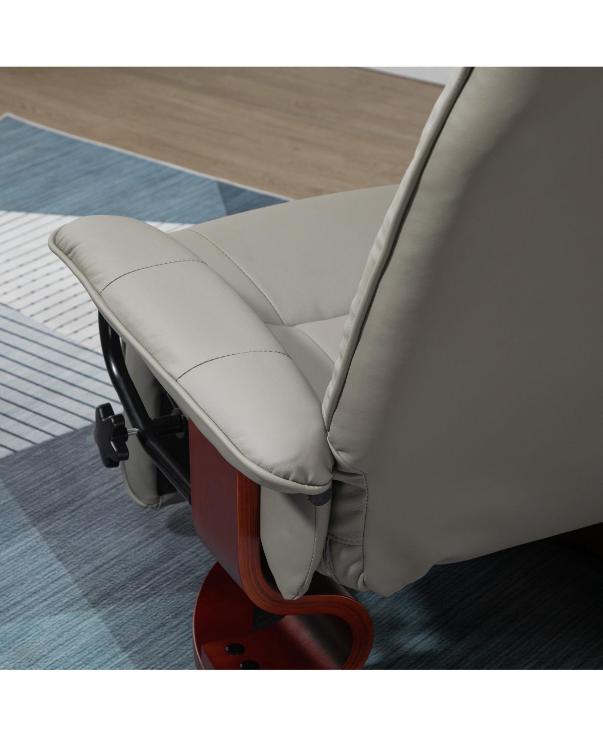 Streamdale Furniture Faux Leather Manual Recliner with Swivel Wood Base Padded Armrest