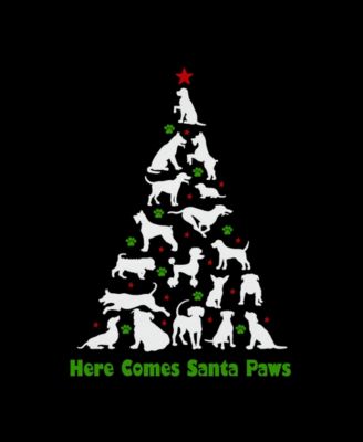 Men's Here Comes Santa Paws Raglan Baseball Word Art T-Shirt