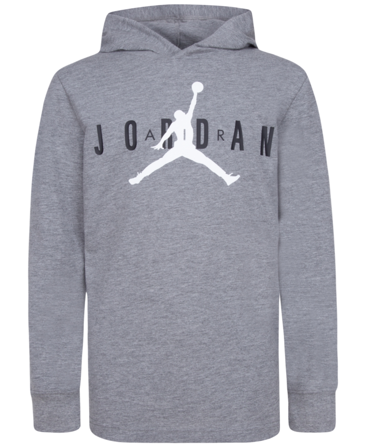 Macy's Big Boys Hooded Long Sleeve Graphic Tee In Carbon Heather,black