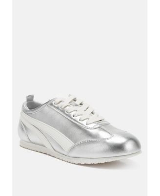 Womens Montek Faux Leather Lace-Up Sneakers