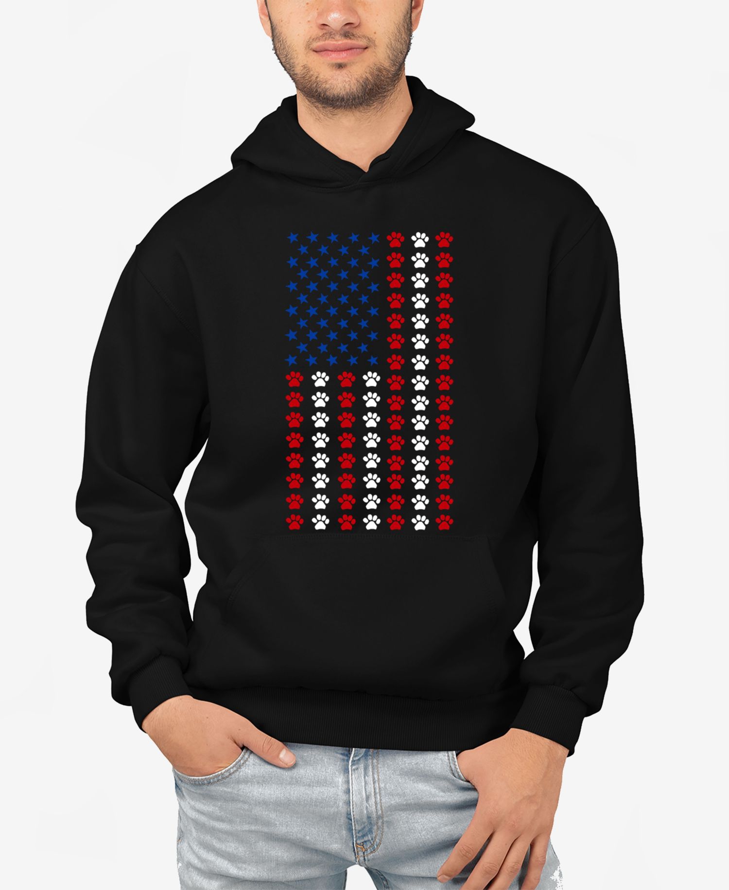 Men's Paws Flag Word Art Hooded Sweatshirt