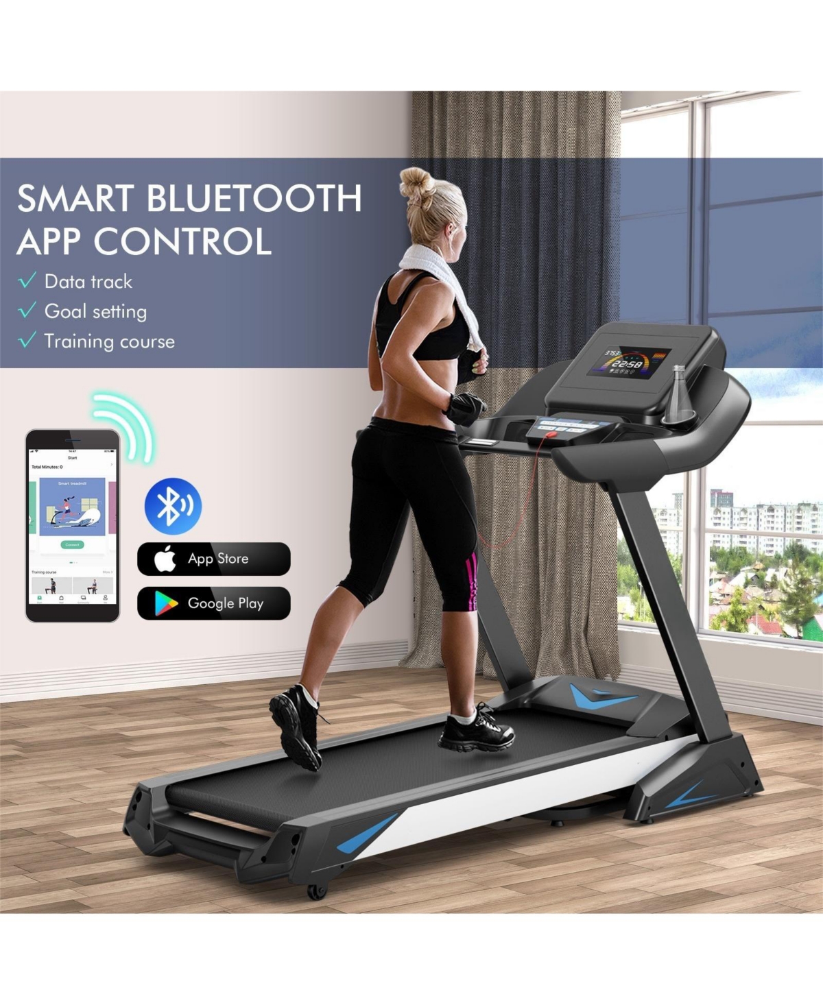 Sugift 4.75 Hp Treadmill with App and Auto Incline for Home and Apartment